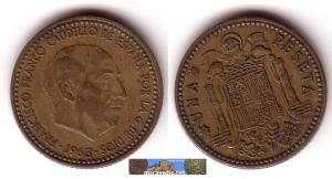 Moneda de peseta de lèpoca de Franco